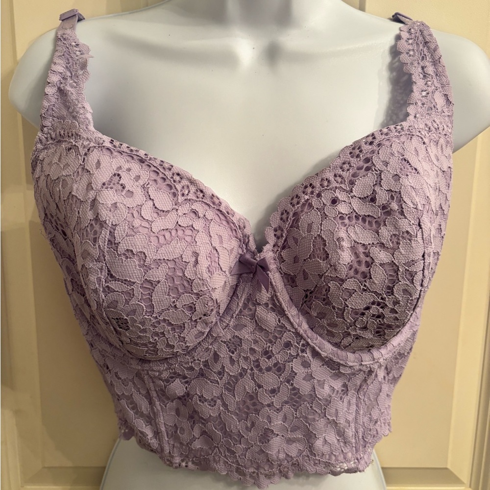 Victorias Secret Lilac Lace crop corset style bra